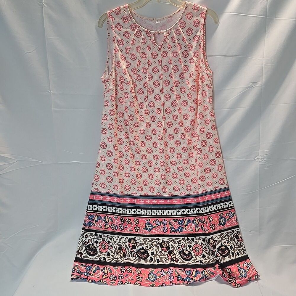 Modlily Multi Color Tummy Coverage Floral Dress Womens L Sleeveless Boho